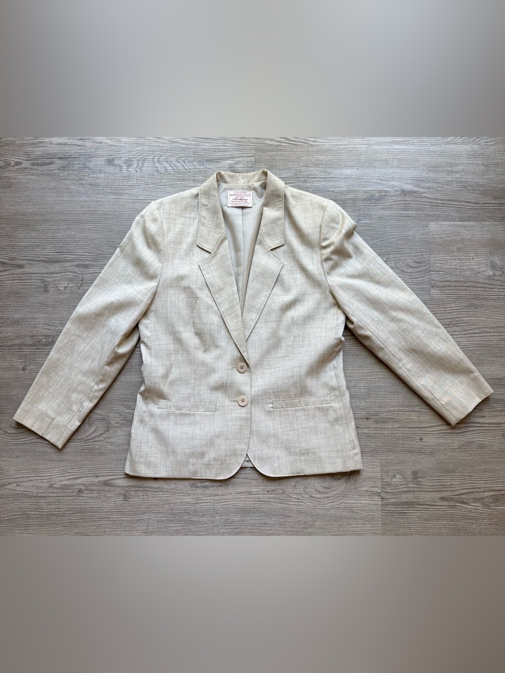 Vintage Pendleton Country Sophisticates Petite Blazer Linen Silk Beige USA